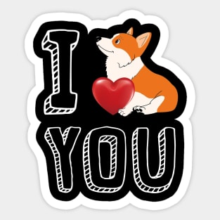 I Love You Corgi Valentine Sticker